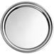 An Acopa stainless steel round catering tray with a round rim.