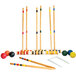 A Triumph croquet set with balls and sticks in a carrying bag.