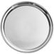 An Acopa stainless steel round catering tray with a hammered texture.