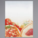 Menu paper with a white background and Italian themed pasta design featuring tomatoes, vegetables, and pasta.