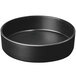 A black round Cal-Mil stackable bowl with a silver rim.