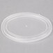 A clear plastic oval lid with a circle on top.
