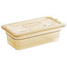 A clear plastic Cambro food pan with a lid.