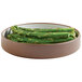 A Cal-Mil stoneware melamine plate with asparagus on it.