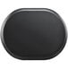 A black oval Cal-Mil melamine platter with a raised rim.