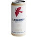 A can of La Colombe Vanilla Latte with a white label and red logo featuring a bird.