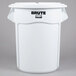 A white plastic Rubbermaid BRUTE ingredient storage bin with a lid.