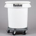 A white Continental Huskee ingredient storage bin on wheels with a flat top lid.