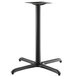 A black metal Lancaster Table & Seating table base with a pedestal for a square top.