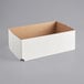 A white cardboard box with a brown lid.
