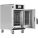 An Alto-Shaam stainless steel cook and hold oven with a door open.