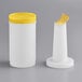 A white plastic container with a yellow spout and cap.