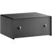 A black rectangular 360 Office Furniture hotel safe with two metal holes on the front.