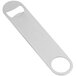 A Tablecraft stainless steel flat bottle opener with two circles in it.