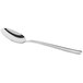 An Acopa stainless steel dinner/dessert spoon with a silver handle.
