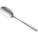 An Acopa Petra stainless steel spoon with a distressed silver handle.