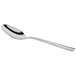An Acopa stainless steel teaspoon with a black handle and silver spoon.
