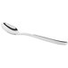 An Acopa stainless steel demitasse spoon with a black handle.