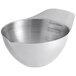 A Vollrath stainless steel transfer bowl with a handle.