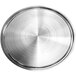 A stainless steel circular platen with a circular pattern.