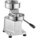A stainless steel Choice Prep hamburger patty molding press with a bowl on top.
