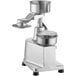 A stainless steel Choice Prep hamburger patty molding press with a handle.