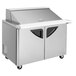 A large stainless steel Turbo Air sandwich prep table with two doors.