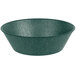 A green polyethylene round basket with a white background.