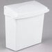 A white Rubbermaid sanitary napkin receptacle with a lid.