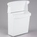 A white plastic Rubbermaid sanitary napkin receptacle with a lid.