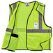 A lime yellow Ergodyne high visibility mesh vest with reflective tape and ID holder.