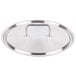 A Vollrath stainless steel pot lid with a loop handle.