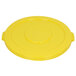 A yellow plastic lid for a Continental Huskee trash can.