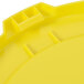 A yellow plastic lid for a Continental Huskee 32 gallon round trash can.