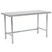 A white rectangular stainless steel table with metal legs.