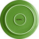 A palm green Acopa Capri stoneware plate with a white circle in the middle.
