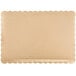 A rectangular gold laminated cake pad with scalloped edges.
