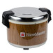 A Town commercial rice warmer with woodgrain finish and lid.