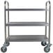 A stainless steel Choice utility cart with three shelves.