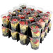 A Sterno School Nutrition Parfait Divider for Milk Crate Bags filled with plastic cups of fruit.