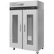 A silver Turbo Air M3 Series reach-in refrigerator with glass doors.