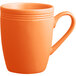 An Acopa Capri Valencia orange stoneware mug with a handle.