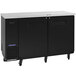 A black and silver Turbo Air Super Deluxe back bar cooler with black doors.