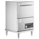 A large stainless steel Noble Warewashing undercounter dishwasher with two doors.