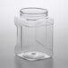 A 64 oz. clear plastic square jar with a lid.