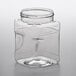 A clear square PET plastic jar with a lid.