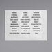 Two white paper label sheets with black text.