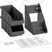 A black plastic 2-tier organizer set with 2 bins and 2 label sheets.