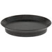 An oval black polypropylene pan with a rim by HS Inc. on a counter.
