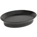 A black oval polypropylene deli server with a round bottom and a handle.